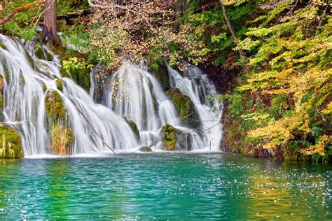 Waterfall in Autumn Forest stock image. Image of flowing - 18310071