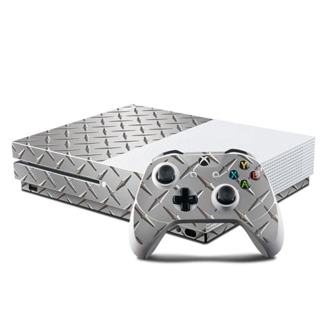 Microsoft Xbox One S Console and Controller Kit Skin - Diamond Plate ...