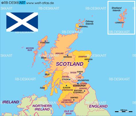 Map of Scotland, politically (State / Section in United Kingdom) | Welt ...