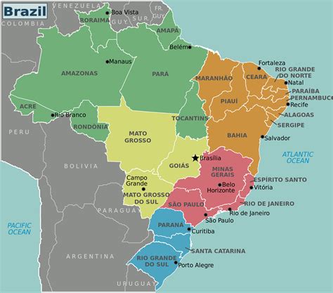 Large detailed Brazil regions map. Brazil regions large detailed map ...