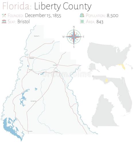 Map of Liberty County in Florida Stock Vector - Illustration of ...