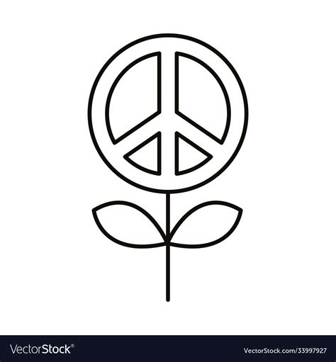 Peace symbol in flower line style icon Royalty Free Vector