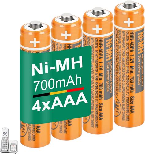 Amazon.com: NI-MH AAA Rechargeable Battery 1.2V 700mah 8-Pack HHR-4DPA ...