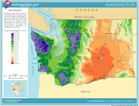 Annual Washington rainfall, sevrere weather and climate data