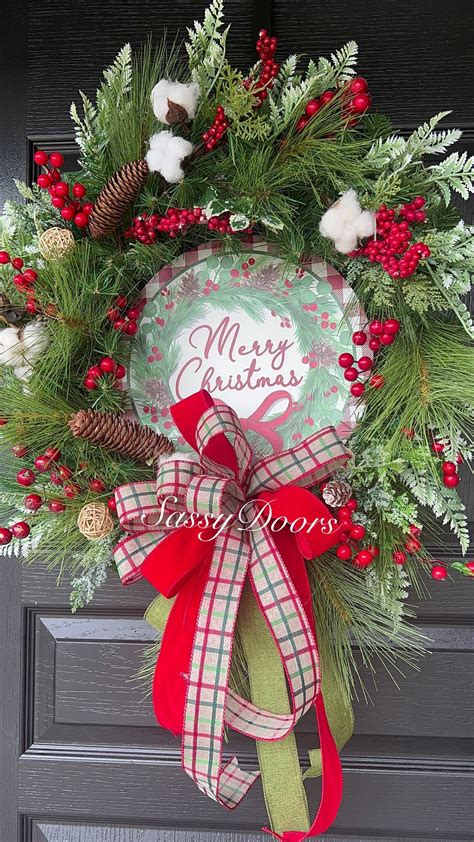 Christmas Wreath Merry Christmas Wreath Woodland Christmas - Etsy