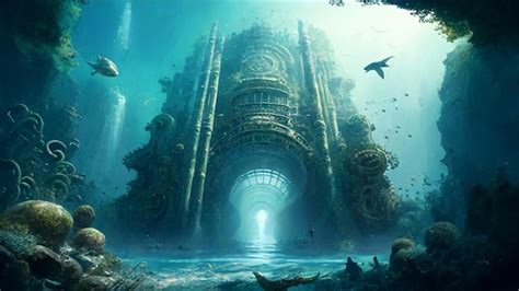 The underwater ruins of the underwater city of atlantis | Premium AI-generated image