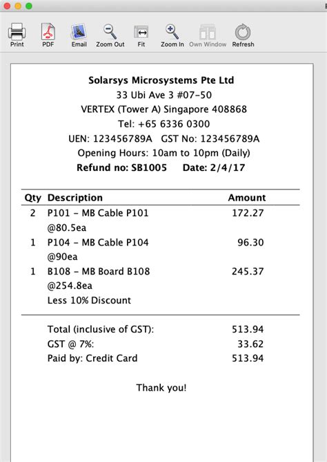 POS receipt – Solarsys