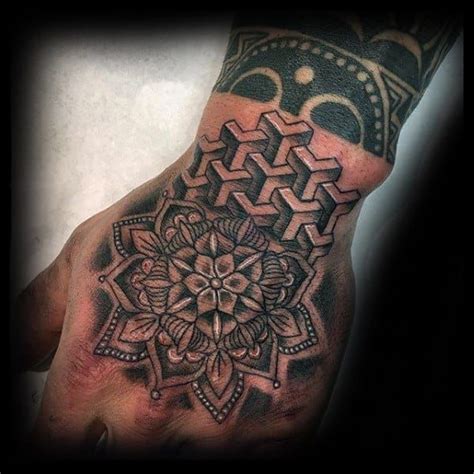 40 Geometric Hand Tattoos For Men - Pattern Design Ideas | Hand tattoos for guys, Geometric ...