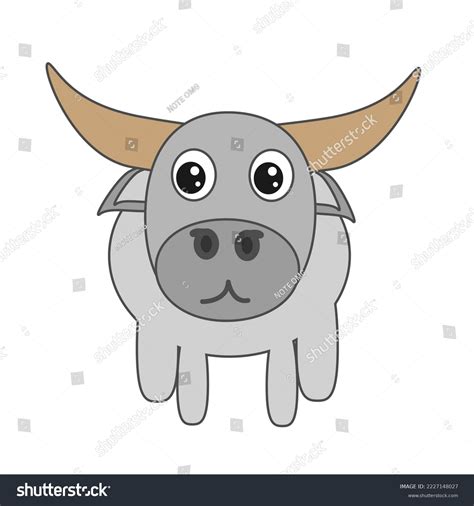 Cute Buffalo Cartoon On White Background Stock Illustration 2227148027 ...