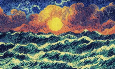 dramatic seascape painted by Vincent van Gogh, vivid | Stable Diffusion