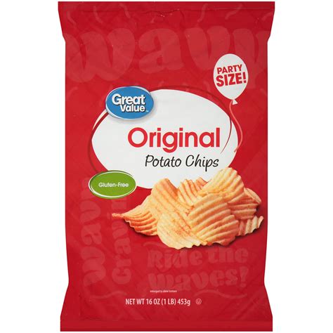 Great Value Gluten-Free Original Potato Chips Party Size, 16 oz - Walmart.com