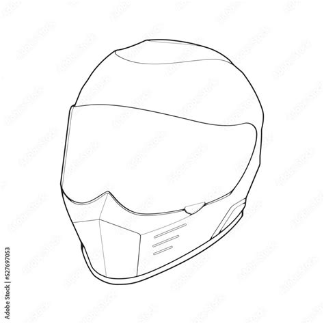 Template helmet full face, line Art helmet Vector Illustration, Line art vector, helmet Vector ...