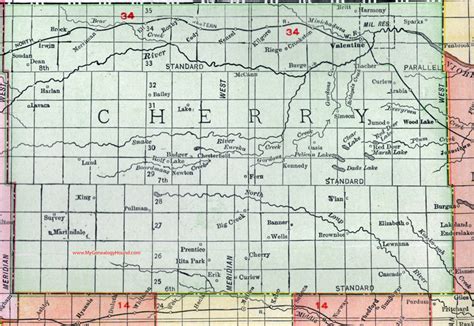 Cherry County, Nebraska, map, 1912, Valentine, Elsmere, Brownlee ...