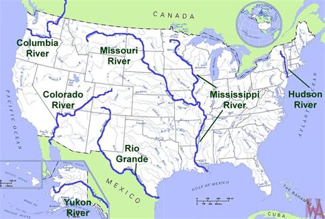 Map Of Us With Rivers - Map