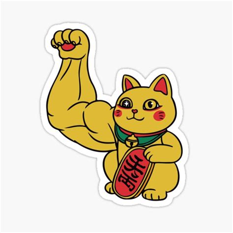 "Lucky Muscle Cat" Sticker for Sale by Kastaway | Redbubble