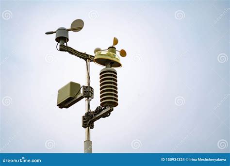 Meterological Weather Station Wind Meter Anemometer on Sky Background Stock Photo - Image of ...