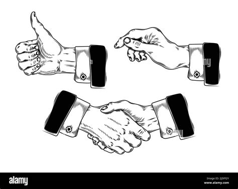 Hand gestures etching Stock Vector Images - Alamy