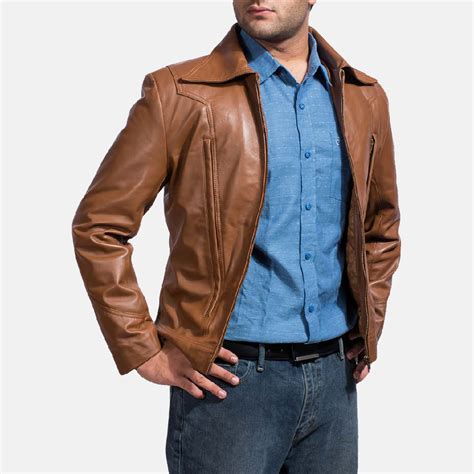 Mens Old School Brown Leather Jacket