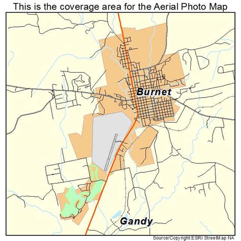 Aerial Photography Map of Burnet, TX Texas