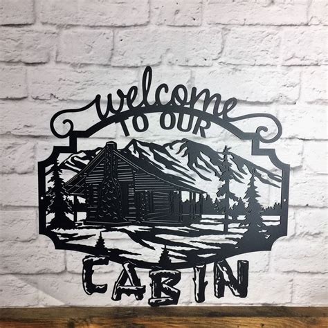 Laser Cut Cabin Sign Custom Metal Cabin Sign Welcome to | Etsy