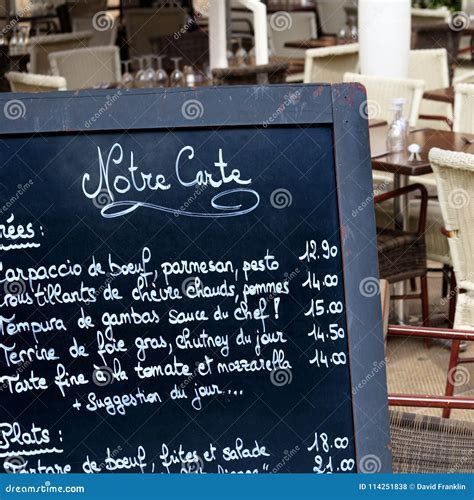 French Restaurant Cafe Paris France Menu Board Square Stock Photo ...