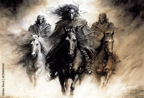 Horsemen of the Apocalypse. sketch art for artist creativity and inspiration. generative AI ...