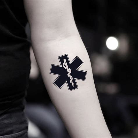 Star of Life EMT EMS Temporary Tattoo Sticker - OhMyTat