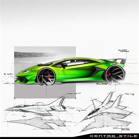 a drawing of a green sports car