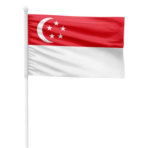 Realistic Singapore Flag Waving on a White Metal Pole with Transparent Background 36283069 PNG