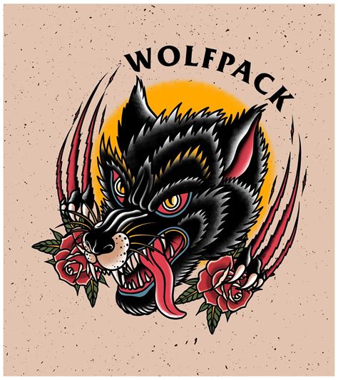 Traditional Wolf Tee #american #traditional #wolf #tattoo #americantraditionalwol… in 2021 ...