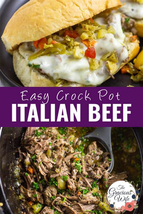 Crock Pot Italian Beef Sandwiches - The Gracious Wife