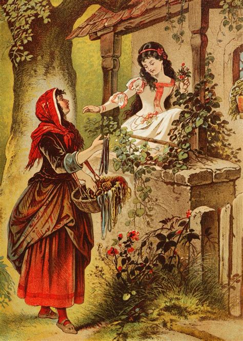 Snow White Old Fairytale book illustration | Grimm fairy tales ...