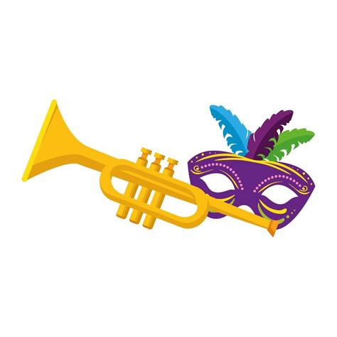 Isolated mardi gras mask and trumpet vector design 1952284 Vector Art ...