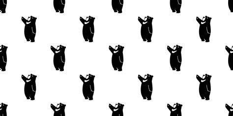 Bear seamless pattern vector polar bear panda isolated background ...