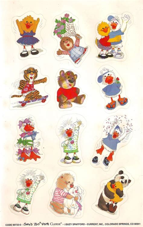 Suzy Zoo's Sticker Sheet Sold By Current 1990's by XtraThings