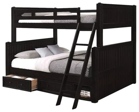 Beatrice Black Full Over Queen Bunk Bed With Underbed Storage Drawers - Transitional - Bunk Beds ...