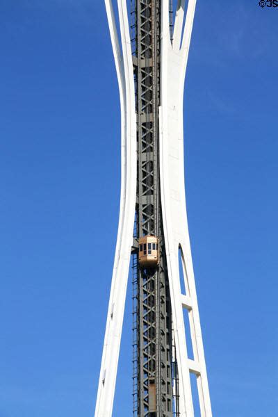 Elevator passes waist of Space Needle. Seattle, WA.