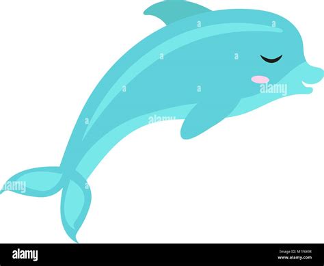 Cute dolphin icon, flat, cartoon style. Isolated on white background ...