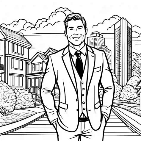 Real Estate Agent Printable Coloring Book Pages for Kids