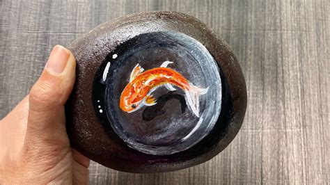 Realistic Koi Fish on Stone Acrylic Painting Tutorial - Paintastic Arts - YouTube