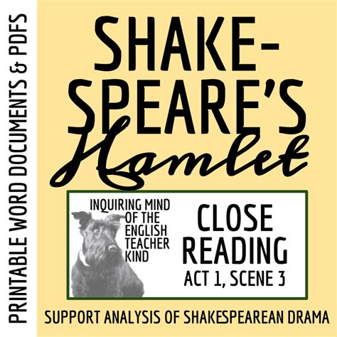 Hamlet Act 1 Scene 3 Close Reading Worksheet - Classful