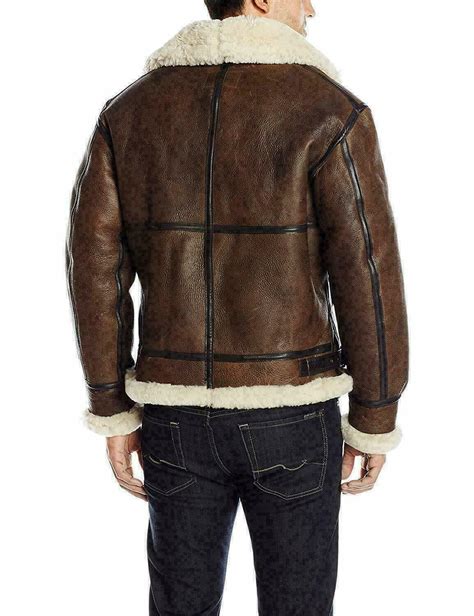 Men B3 Bomber RAF Fur Winter Real Sheepskin Shearling Brown Leather ...