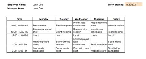 Free downloadable weekly schedule templates (Excel, PDF, Word)