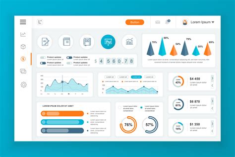 Dashboard admin panel vector design template with infographic elements ...