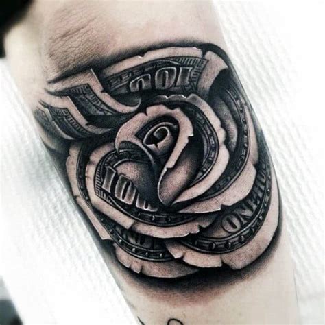 80 Money Rose Tattoo Designs For Men - Cool Currency Ink