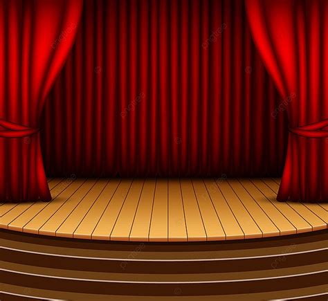 Cartoon Background Stage With Red Curtains, Movie, Floor, Entrance Background Image And ...