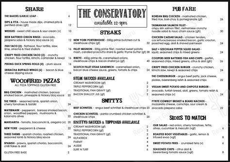 Menu at Watermark Glenelg pub & bar, Glenelg North