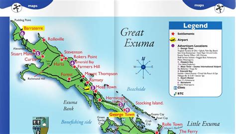 Map Of Exuma Islands | Cities And Towns Map