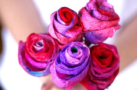 Give A Bouquet Of Paper Towel Roses | CBC Parents in 2020 | Paper towel crafts, Valentine crafts ...