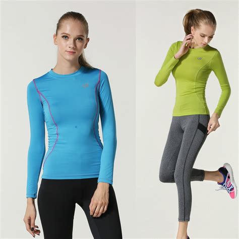 Aliexpress.com : Buy Women Running Clothes Long Sleeve Round neck Sports Shirts Yoga Jogging ...